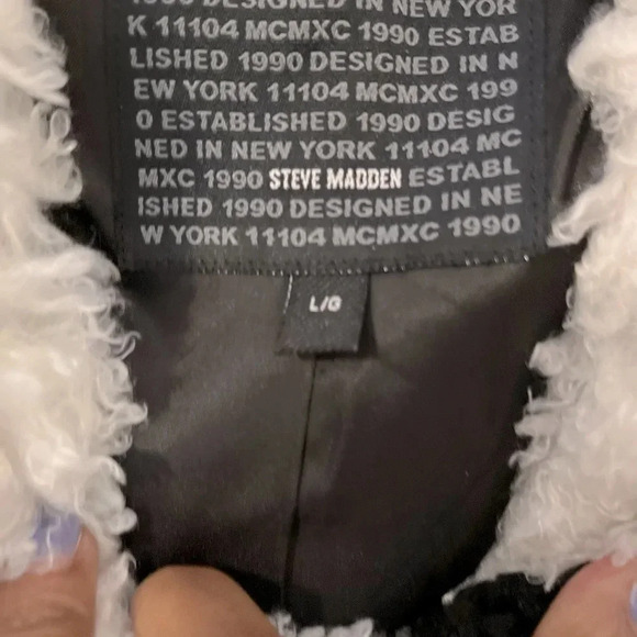 Steve Madden Black and White Plaid Sherpa Hooded Jacket US Large, worn once - Picture 10 of 15